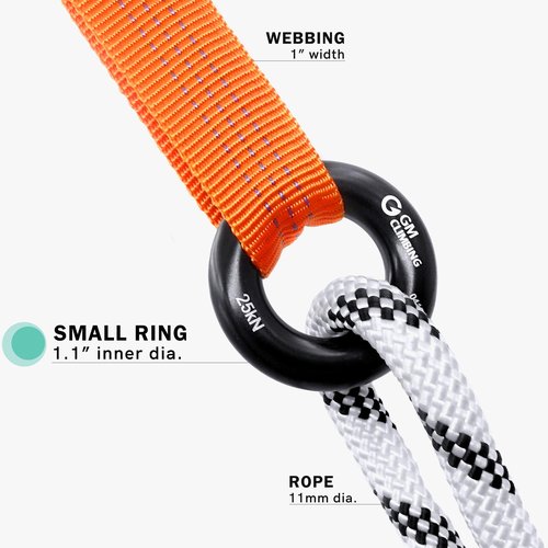 GM CLIMBING Black Small Rappel Ring 25kN for Rock Climbing Arborist Rescue Slackline Hammock 4-Pack