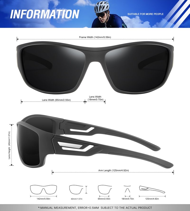 KALIYADI Sunglasses-Men Polarized Sports Sun-glasses: Mens Sunglasses Polarized UV Protection Driving Running Cycling Outdoor