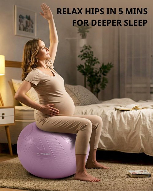 Trideer Pregnancy Yoga Ball – 1.7mm Extra Thick for Labor & Maternity, 440LB Anti-Burst, Non-Slip Stability – Includes Exercise Guide & Baby Memory Book