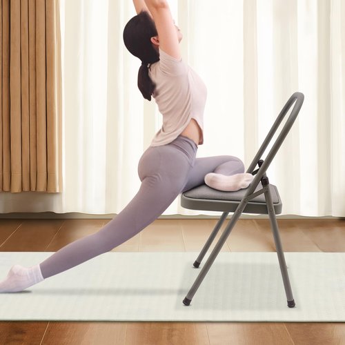 PROYONGOO Foldable Yoga Chair, Yoga Chairs for Adults with Lumbar Back Support, Yoga Auxiliary Chair Exercise Chair for Flexibility and Strength Training