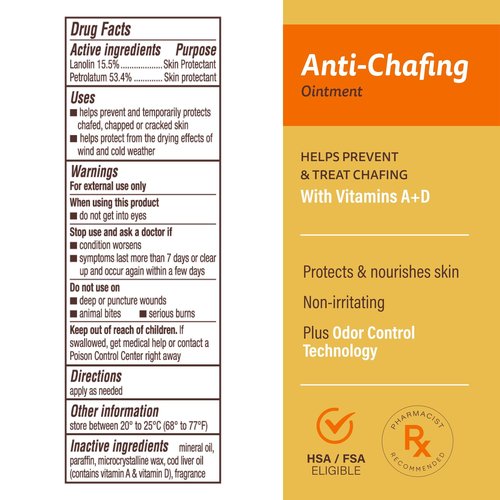 A+D Anti-Chafing Ointment – Helps protect & treat skin irritation from friction or chafing, with odor control technology, pharmacist recommended and non-irritating – 1.5 oz