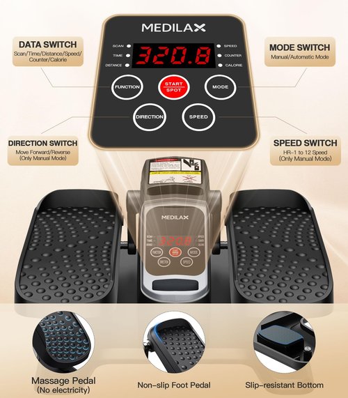 Under Desk Elliptical Machine,Ellipse Leg Exerciser Electric with Remoter,12 Manual Adjustable Speed and 3 Automatic Speed,Portable Seated Pedal Exerciser for Seniors,Adults,Home,Office, Black