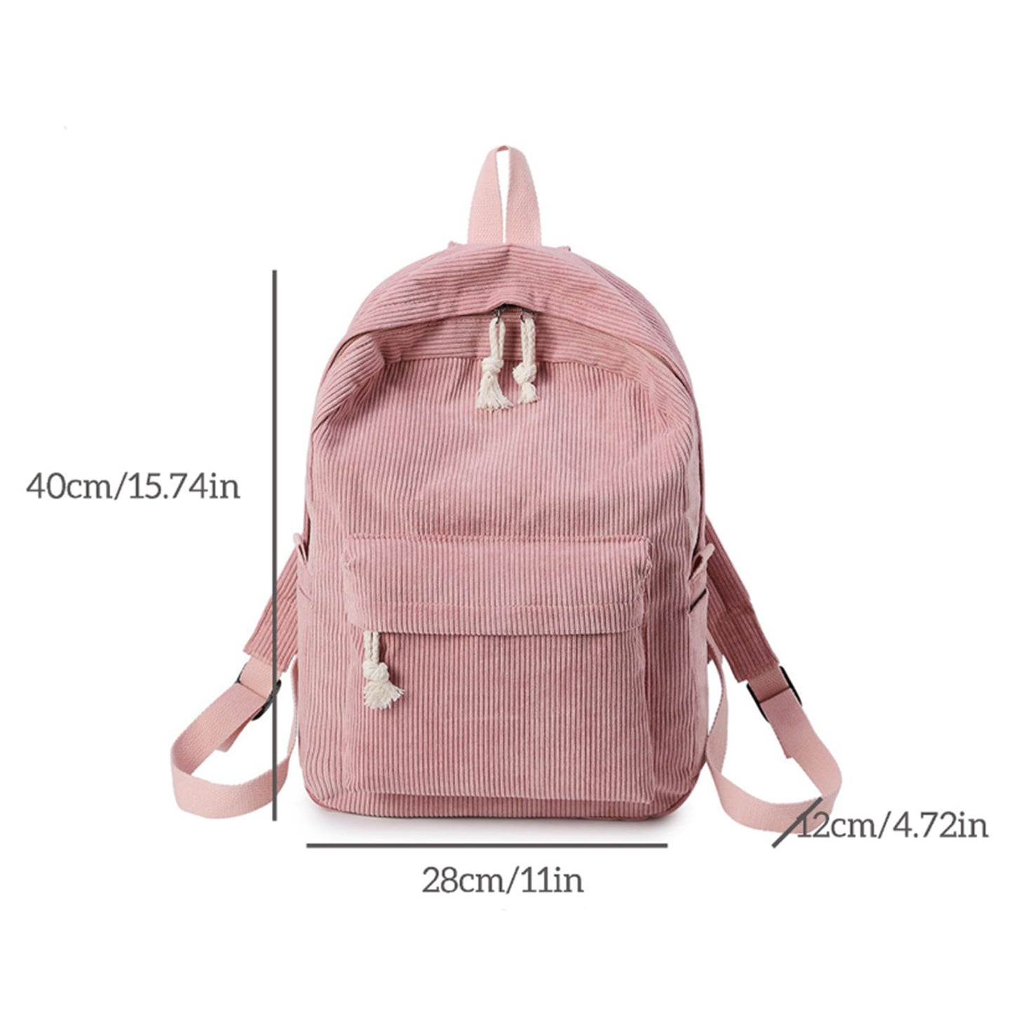 JINMA Personalized Embroidered Name Backpack – Custom Lettering Corduroy Bag with Floral Detail, Lightweight and Stylish