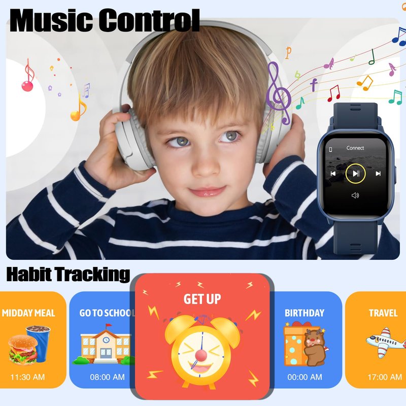 meoonley Kids Watch for Girls Boys with IP68 Waterproof, Girls Watch with 19 Sports Modes, Sleep Tracking, Pedometer, Stopwatch, Kids Activity Tracker Birthday Gifts for Boys Age 6-15 Years Old