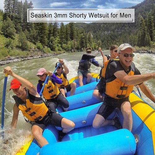 Seaskin Mens 3mm Shorty Wetsuit, Full Body Diving Suit Front Zip Wetsuit for Diving Snorkeling Surfing Swimming Large