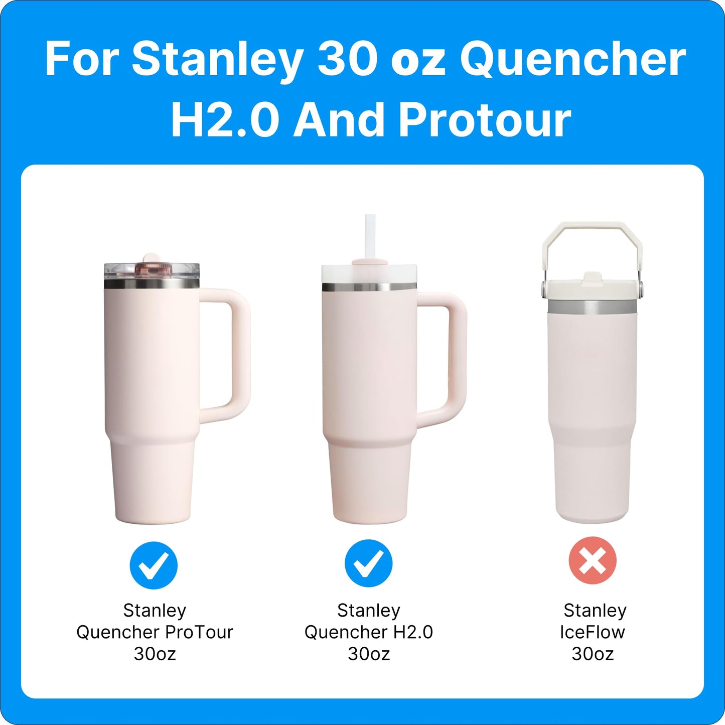 Bluwing 30oz Replacement Lid for 30oz Stanley Quencher H2.0 FlowState Tumber, Leak Proof Lid Fit for Stanley Cup, Reusable Dustproof Tumbler Cover