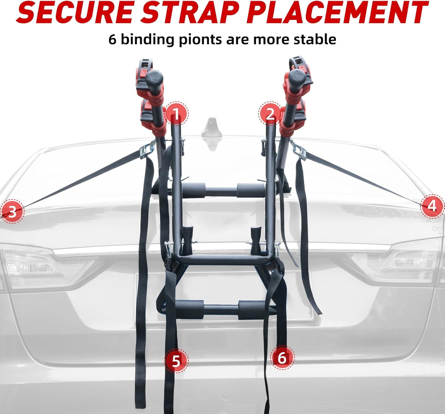2 Bike Hitch Mount Rack for Car, Truck, SUV, Minivan with 1-1/4" & 2" Hitch, Bicycle Carrier Racks with Straps Red
