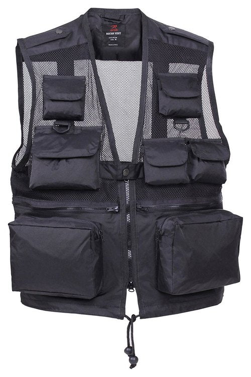 Rothco Tactical Recon Vest - EDC Cargo Utility Storage Outerwear for Outdoor and Hiking (US, Alpha, Large, Regular, Regular, Black)