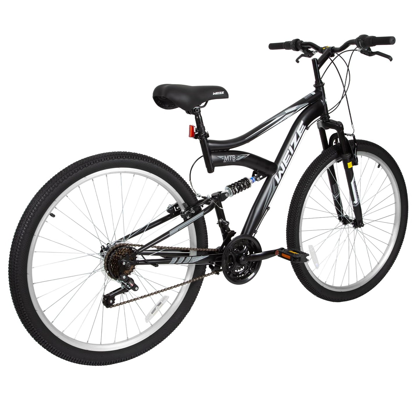 WEIZE Mountain Bike, 27.5 inch Outdoor Cycling Bike, 18-Speed/High-Carbon Steel/Dual Full Suspension, Adjustable Ergonomic Seat for Men Women Adult, MTB Bicycle with Suspension Fork, Matte Black
