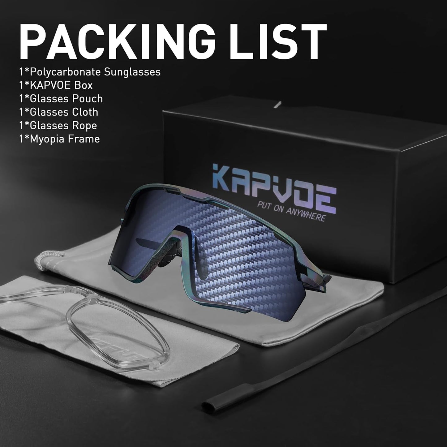 KAPVOE Cycling Glasses Men Women Mountain Bike Sunglasses Sports MTB Baseball Running Triathlon Golf Driving - K170
