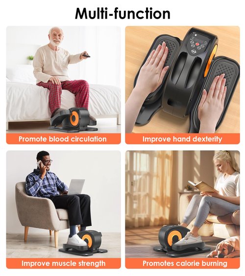 Under Desk Elliptical Machine, Ellipse Leg Exerciser for Seniors - Portable Seated Pedal Exerciser with 12 Adjustable Speeds & Remote Control, Quiet & Compact for Home Office Use