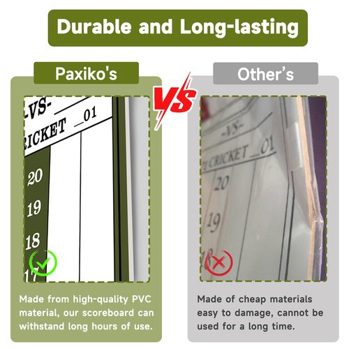 Paxiko Darts Scoreboard - Dry Erase Dart Scoreboard for 301, 501 and Cricket Games - Come with Darts Scorebook & 2 Pens (Dark-Green)