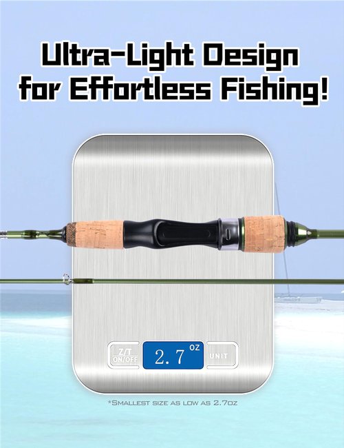 LITTMA Wild Streams Ultralight Trout Crappie Panfish Spinning Rod 2 PCS Green Carbon Fiber Blank Cork Handle for Beginners 5’6”/6’/6’6”/7’