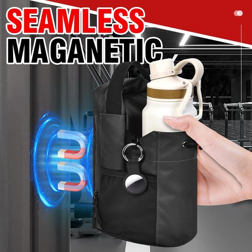 Magnetic Gym Bag for Men and Women, Large Sports Backpack with Water Bottle Holder & Phone Pocket, Fitness Travel Carry-On for Workout, Sports, Office - Black