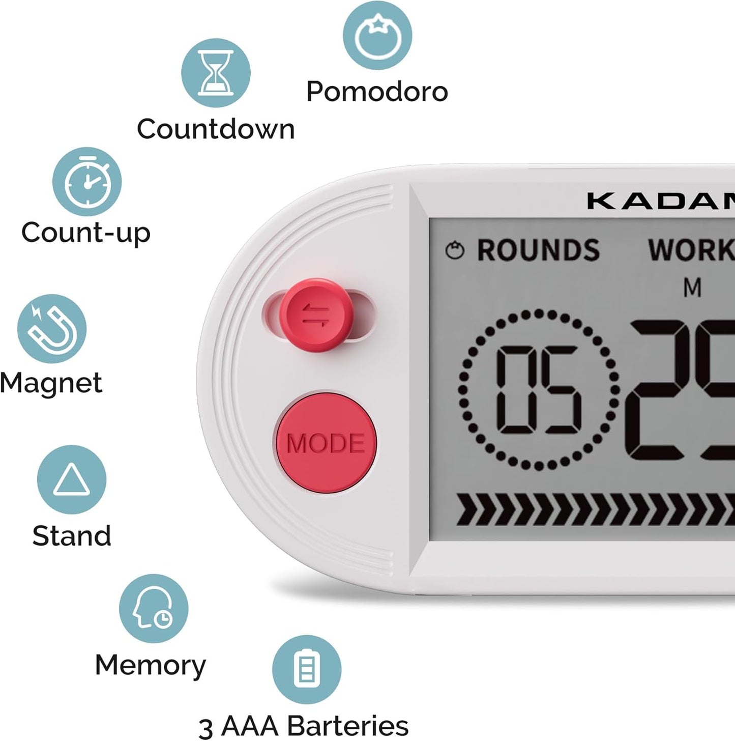 KADAMS Pomodoro Timer with Interval Countdown - Study, Gym & Exercise Timer with Magnets Stand (Blue)