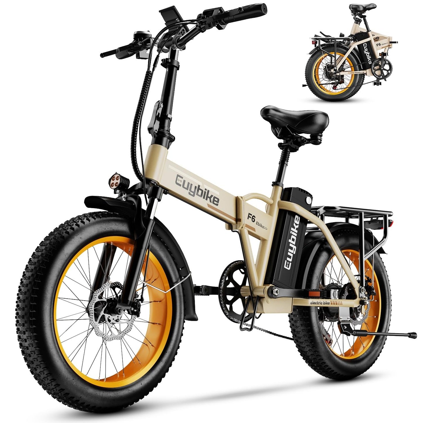 1000W Folding Electric Bike, 48V 20AH Large Removable Battery E Bike, 30+MPH, 80 Miles Max Range, 20" Fat Tire Electric Bicycle for Adults, Adult Electric Bicycles for Commute Beach Snow,Sandstorm