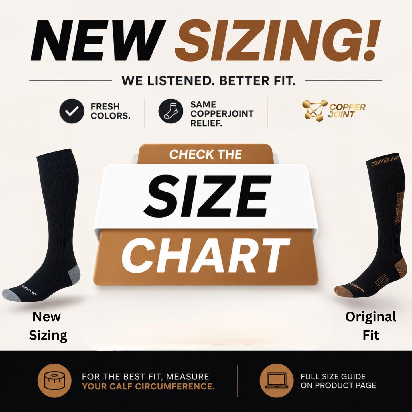 CopperJoint Knee High Compression Socks for Women and Men, Graduated Long Compression Socks for All-Day Standing, Sports & Travel, 15-20 mmHg Leg Support for Daily Wear
