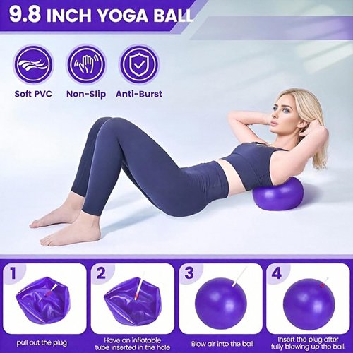 Pilates Essentials Kit for Women Set of 13-13-Piece Home Pilates Equipment Set, Includes Pilates Ring, Resistance Bands, Yoga Ball - Accessories for Home Fitness Workouts & Beginners (Purple)