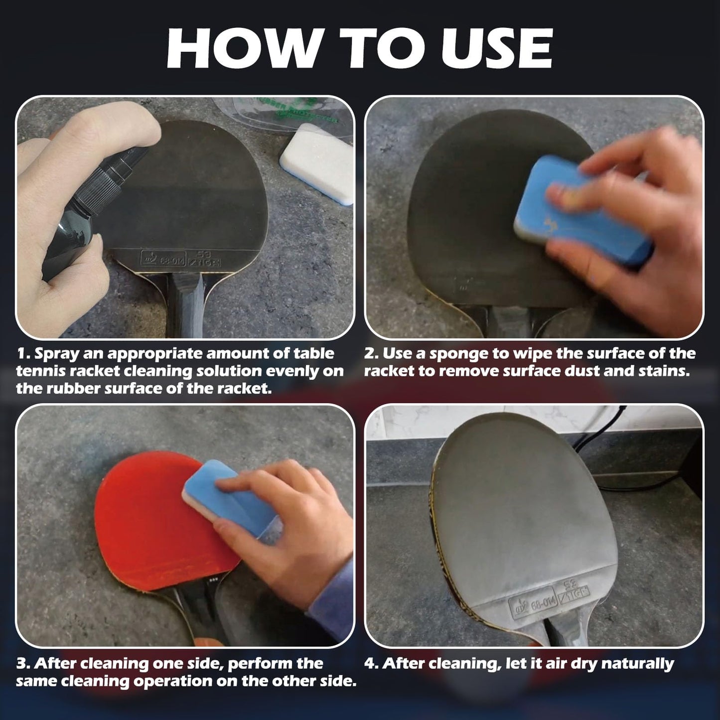 INNOVAYOU Table Tennis Racket Cleaner Kit, Table Tennis Cleaner 200ml with Sponge, Eliminate Dirt & Dust, Table Tennis Rubber Cleaner Helping Maintain The Tackiness of Make Rubber Last Much Longer