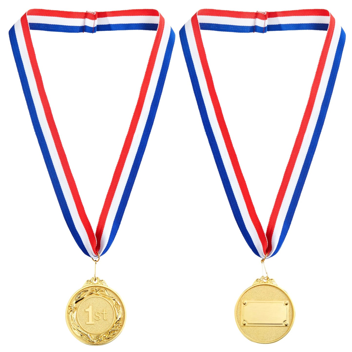 Juvale 6 Pack 1st Place Gold Medals with 16 Inch Neck Ribbon for Awards, Sports Tournaments, Soccer, Baseball (Round, Metal, 2.5 Inch Diameter) - Medals for Awards