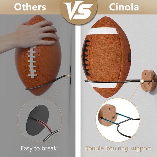 Cinola Basketball Holder Wall Mount, Foldable Ball Storage for Basketball, Soccer Ball, Volleyball, Football, Rugby, Ball Holder as Sports Room Decor, Boys Room Accessories, 2 Packs
