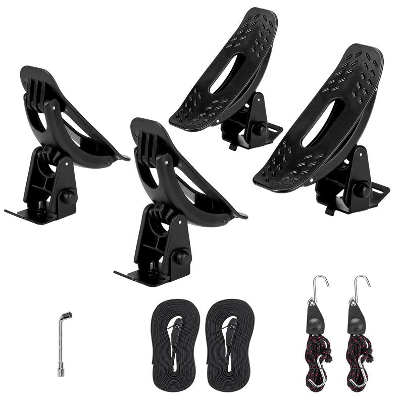 BougeRV T-Slot Kayak Roof Rack Saddles, Only Fits for Auto Cross Bars with T-Track to Carrier Kayak Paddle Board Surfboard with Tie Down Straps Ratchet Strap,150LBS Load Capacity(2 Pairs)