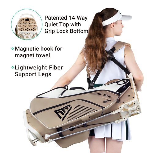 ASK ECHO 2025 ST- Lock Hybrid Mecha 14 Way Dividers Quiet Stand Bag with Grip Lock for Men & Women (Toasted Almond)