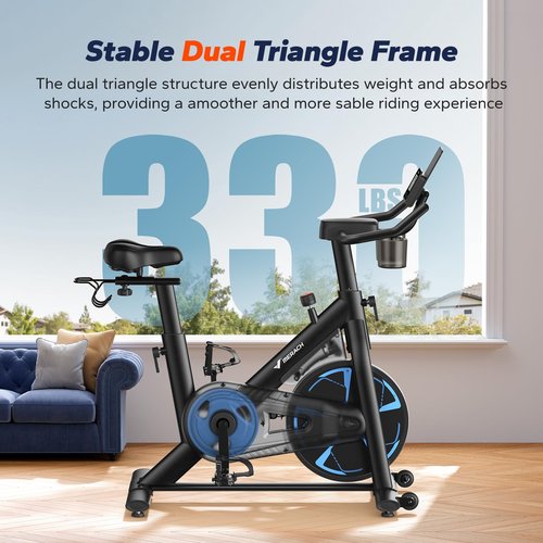 MERACH Exercise Bike, Stationary Bikes for Home, Magnetic Indoor Cycling Bike with Self-developed APP, 330lbs Capacity & Comfortable Seat Cushion & Tablet Mount for Weight Loss Gym Cardio
