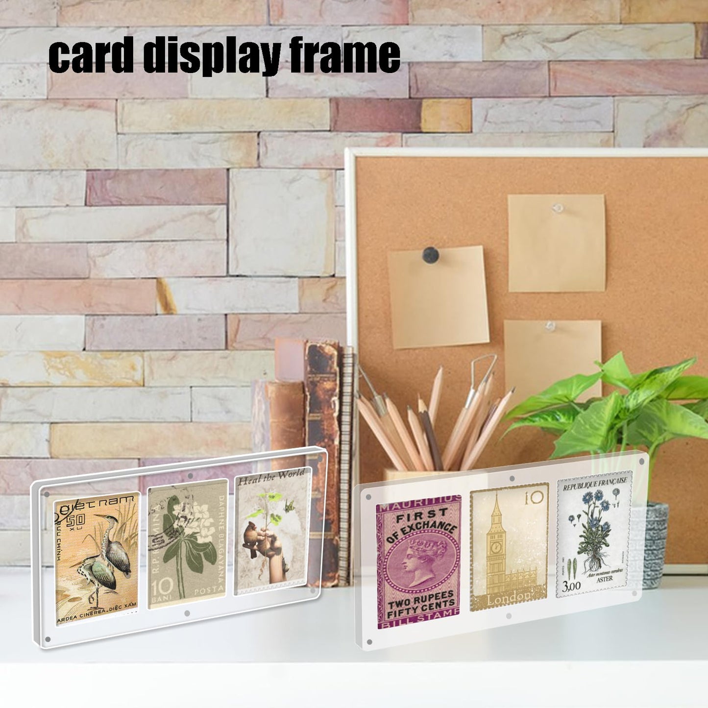 2Pack Card Display Case 35PT Acrylic TCG Triple Cards Frames One-Touch-Open Magnetic Card Display, Clear Card Stands for Standard Cards ComicCards Sports Cards Baseball Cards