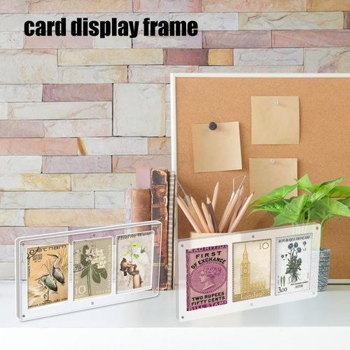 2Pack Card Display Case 35PT Acrylic TCG Triple Cards Frames One-Touch-Open Magnetic Card Display, Clear Card Stands for Standard Cards ComicCards Sports Cards Baseball Cards