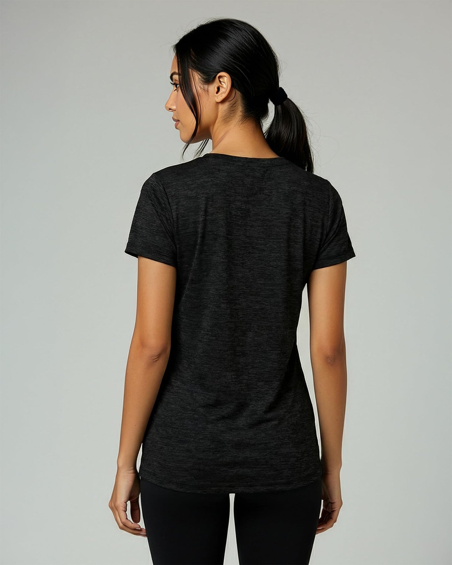 Real Essentials 5 Pack: Women's Dry-Fit Short Sleeve V Neck T Shirt Workout Fitness Yoga Top Tee, Set 1, XXL