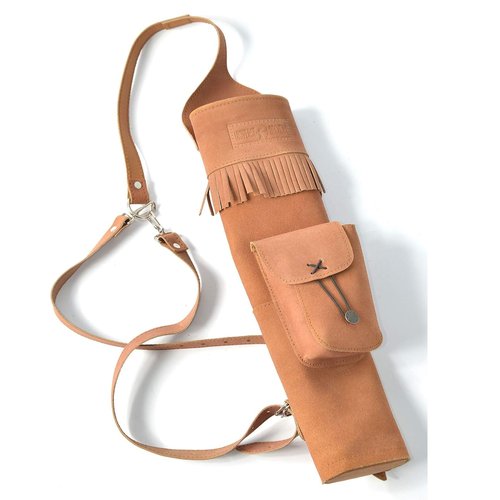 Leather Pro Impact Handmade Genuine Suede Leather Arrow Quiver Holder | Fast Draw Back Quiver Archery | Lightweight & Adjustable with Storage Pocket | Durable & Comfortable Fit