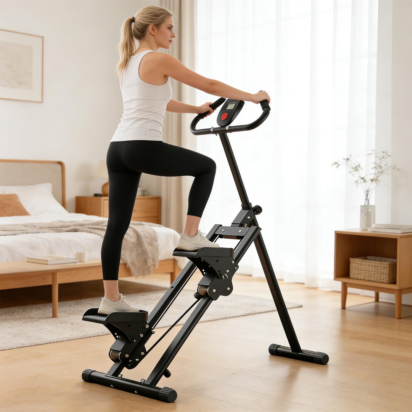 Foldable Stair Stepper for Home Gym, Adjustable Resistance Mini Stepper with Non-Slip Pedals, 300lb Capacity Quiet Climber Cardio Equipment,Compact Exercise Step Machine