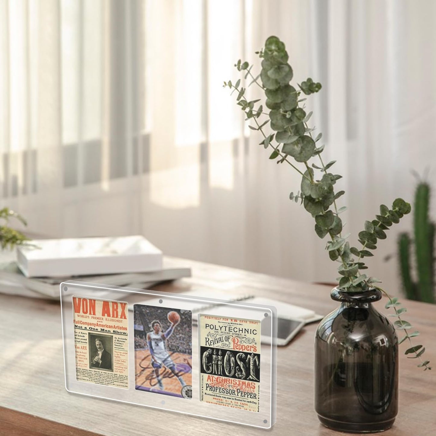 2Pack Card Display Case 35PT Acrylic TCG Triple Cards Frames One-Touch-Open Magnetic Card Display, Clear Card Stands for Standard Cards ComicCards Sports Cards Baseball Cards
