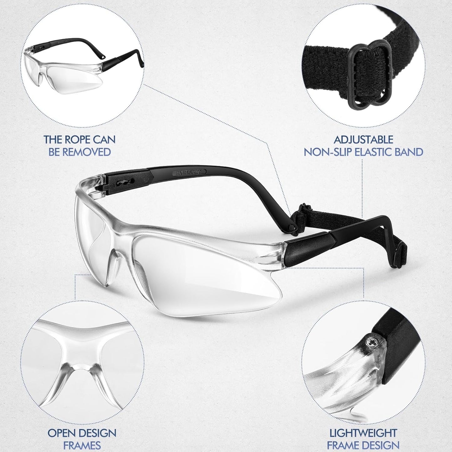 3 Pieces Racquetball Goggles Sports Basketball Goggles Anti Fog Field Hockey View Protective Sports Eye Protectors Scratch Resistant Protective Eyewear