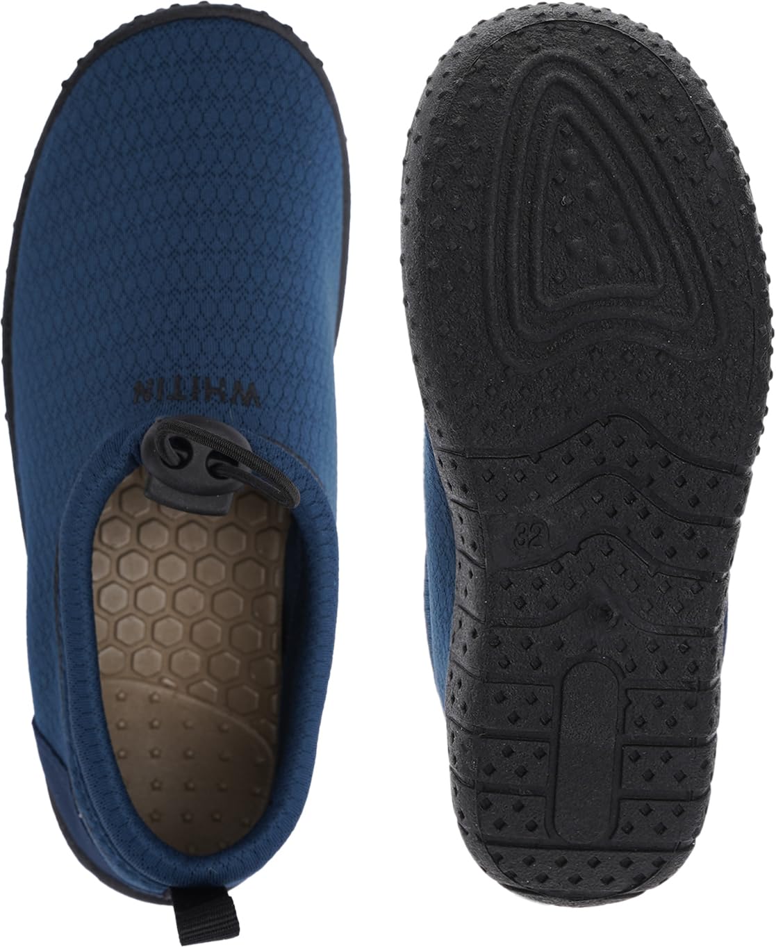WHITIN Water Shoes for Little Kids Quick Dry Swim Barefoot Aqua Socks Beach Minimalist Size 2 Boys Girls Comfort Surfing Athletic Boating Running River Sneaker Navy Blue 32