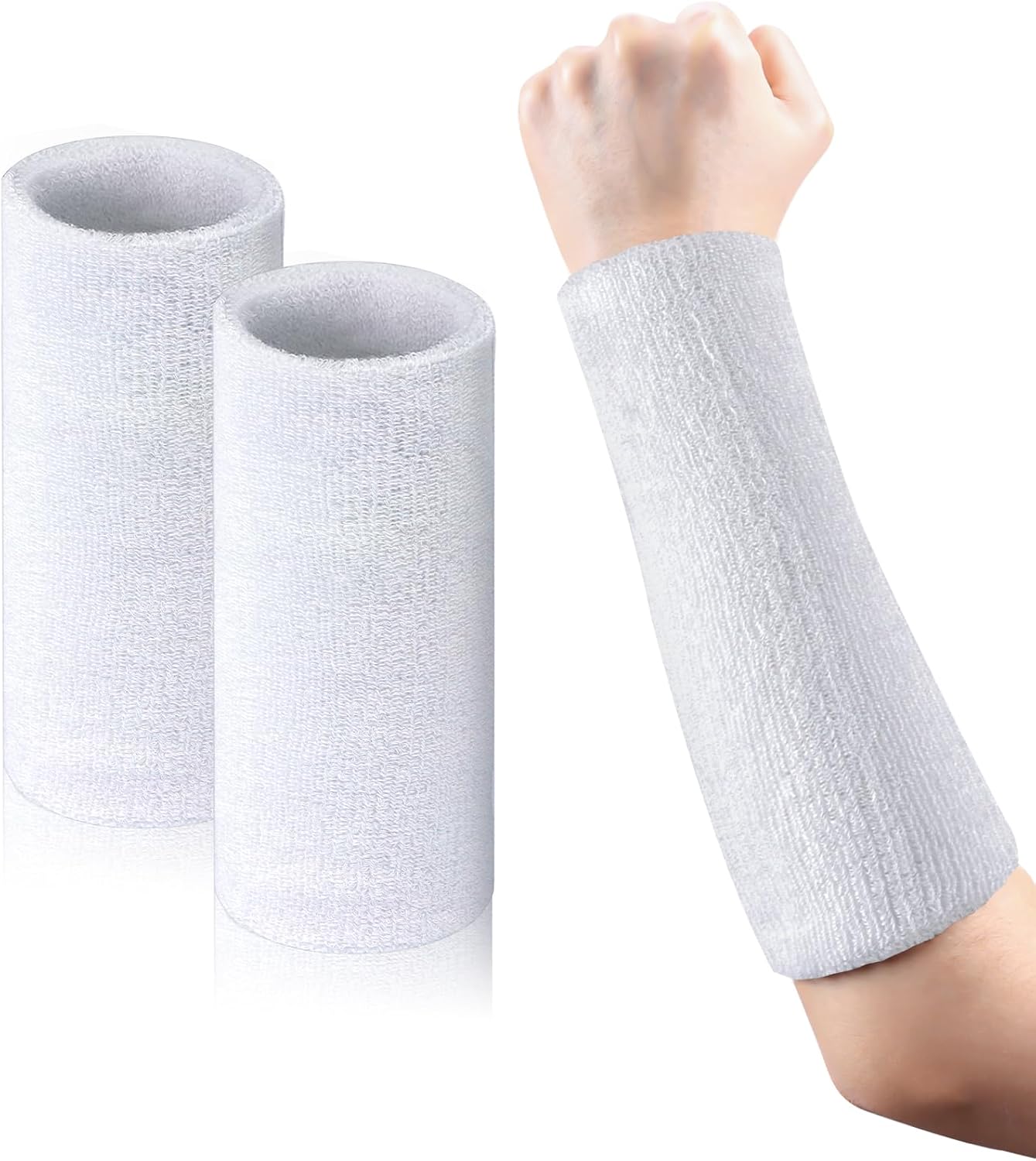 2 Pcs 9 Inch Long Wristbands Sweatbands Black Large Sweat Bands Wristbands Wrist Sweatbands Bulk Arm Sweat Bands for Men Women Weight Loss Football Workout
