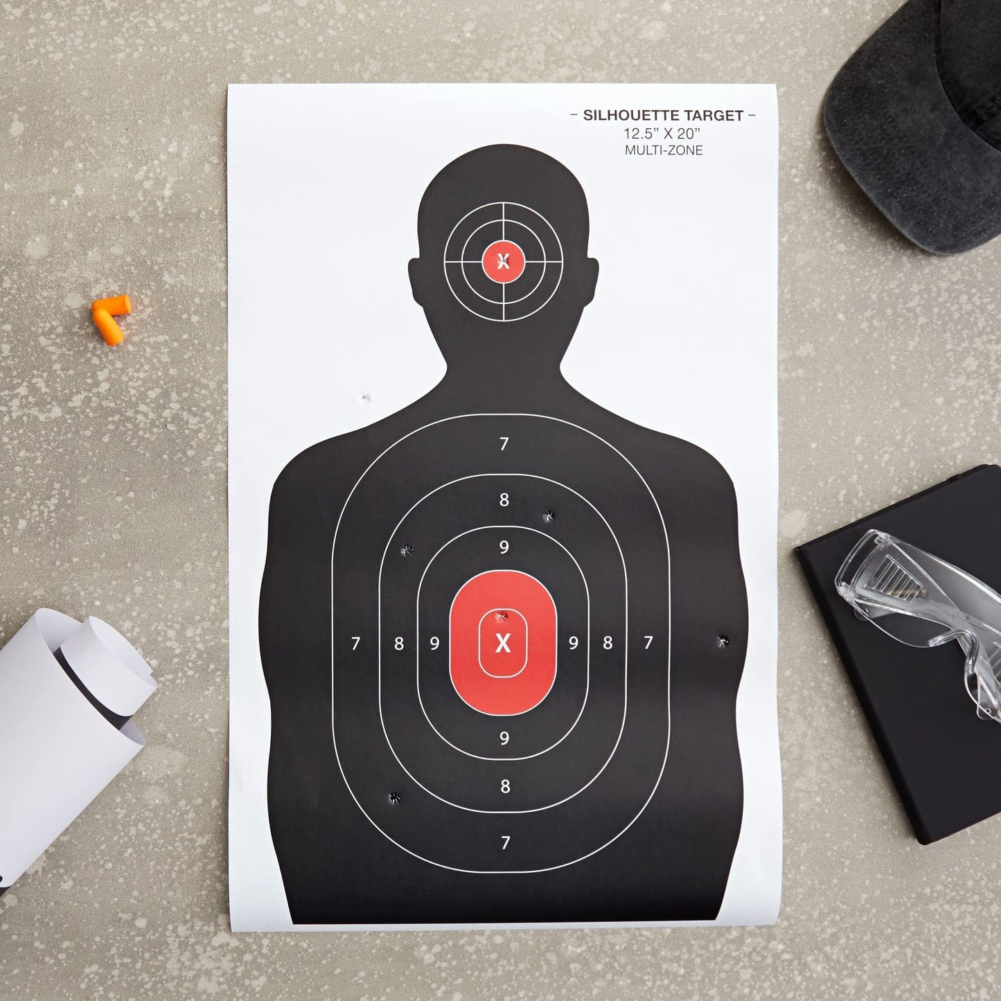 Juvale 50 Pack Paper Shooting Targets for Range, Bulk for Hunting, Silhouette with Red Bullseye (14x22 in) - Targets for Shooting Range