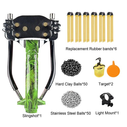 RCZZSUWE Professional Slingshots Set for Hunting, Catapult Hunting & Shooting Slingshot for Adult, High Velocity Tactical Wrist Sling Shot with Ammo Balls,Replacement Rubber Bands,Target(Green)