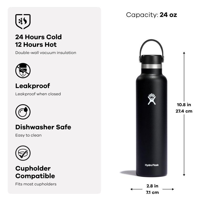 Hydro Flask Water Bottle - Insulated Stainless Steel - Non Spill, Leakproof in 24 Oz Coconut Cream