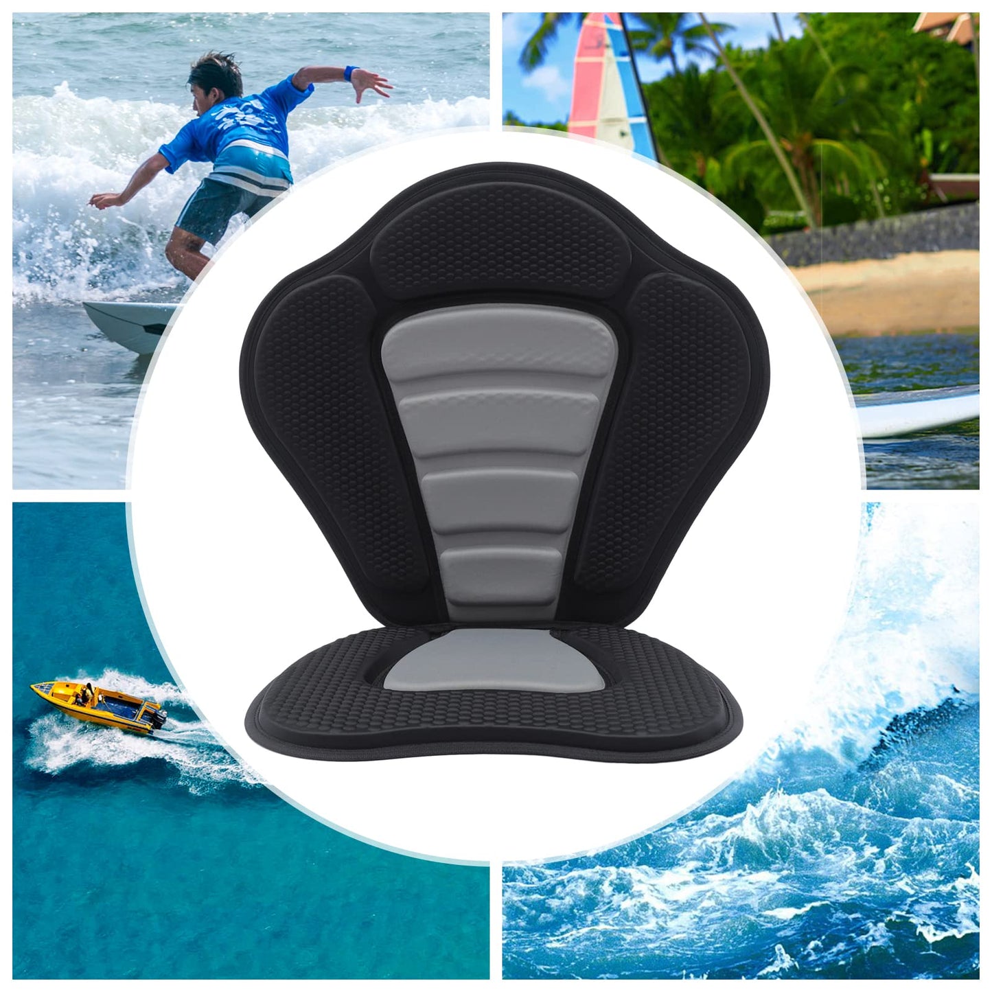 Kayak Seat Deluxe Padded Canoe Backrest Seat Sit Canoe SUP Seat Fishing Boat Seats with Back Support & Storage Bag for Kayaking Canoeing Rafting Fishing