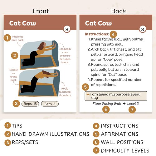 Wall Pilates Workout Cards for Women – 76 Illustrated Pilates Exercise Cards for Home Fitness | Daily Low-Impact Workouts | 67 Wall Pilates Moves + 8 Routines + 1 Guide | No Equipment Needed