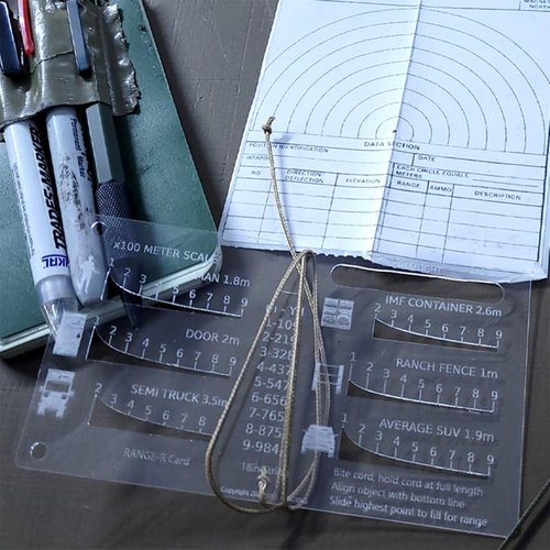 Range Finder Card, Hunting Rangefinder Card with 6 Reticles, Portable Pocket Analog Distance Finder Tool, Flexible 900m Measurement Slide Rule for Outdoor Shooting Training (4PCS)