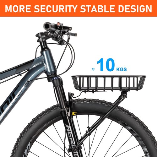 CXWXC Bike Basket Rack - Large Front Bicycle Basket with Struts - Front Mount Aluminium Bike Basket Large Capacity