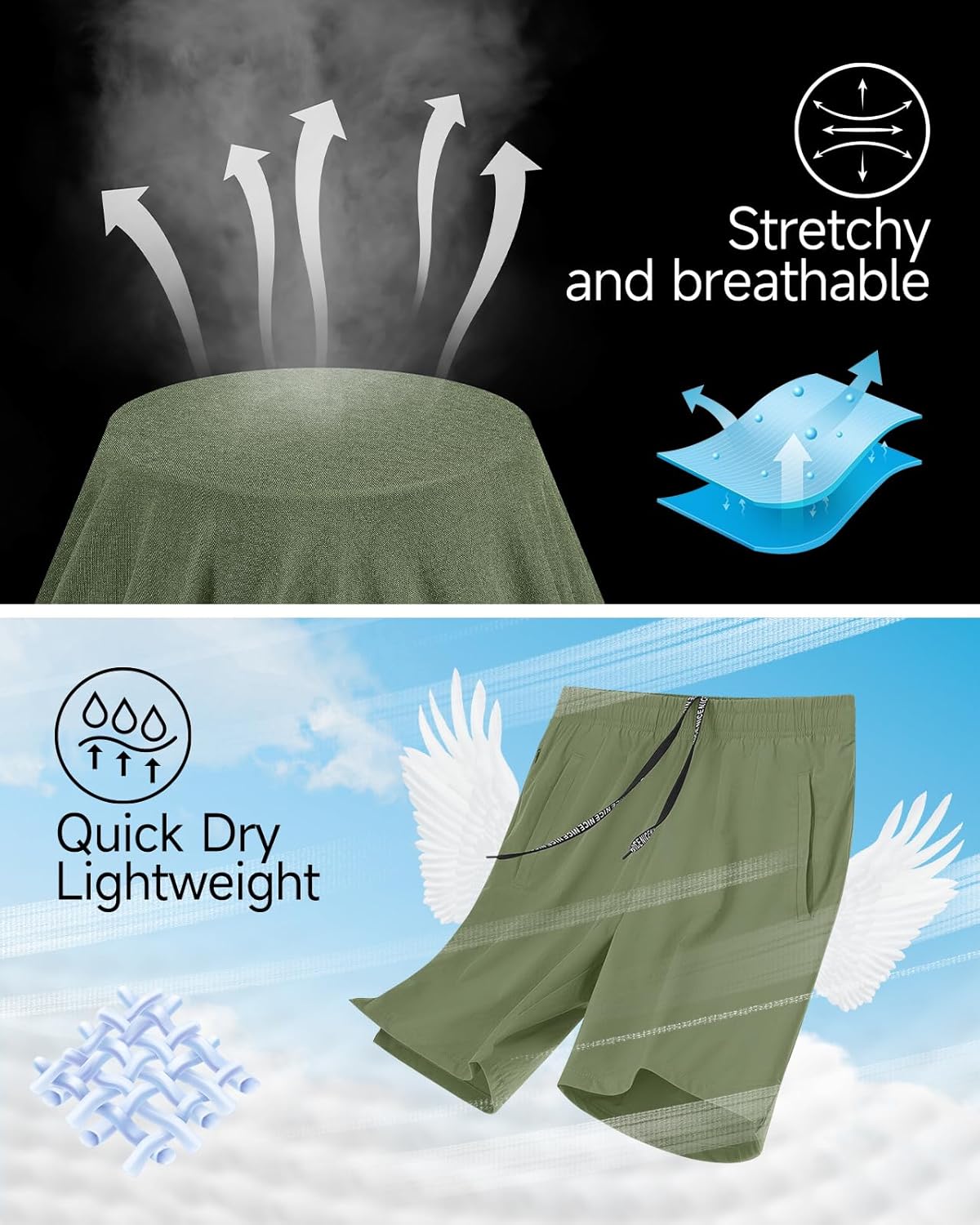 2 Pack Mens Athletic Workout Shorts 7 Inch Quick Dry Gym Shorts with Pockets, Sports Tennis Running Shorts for Men