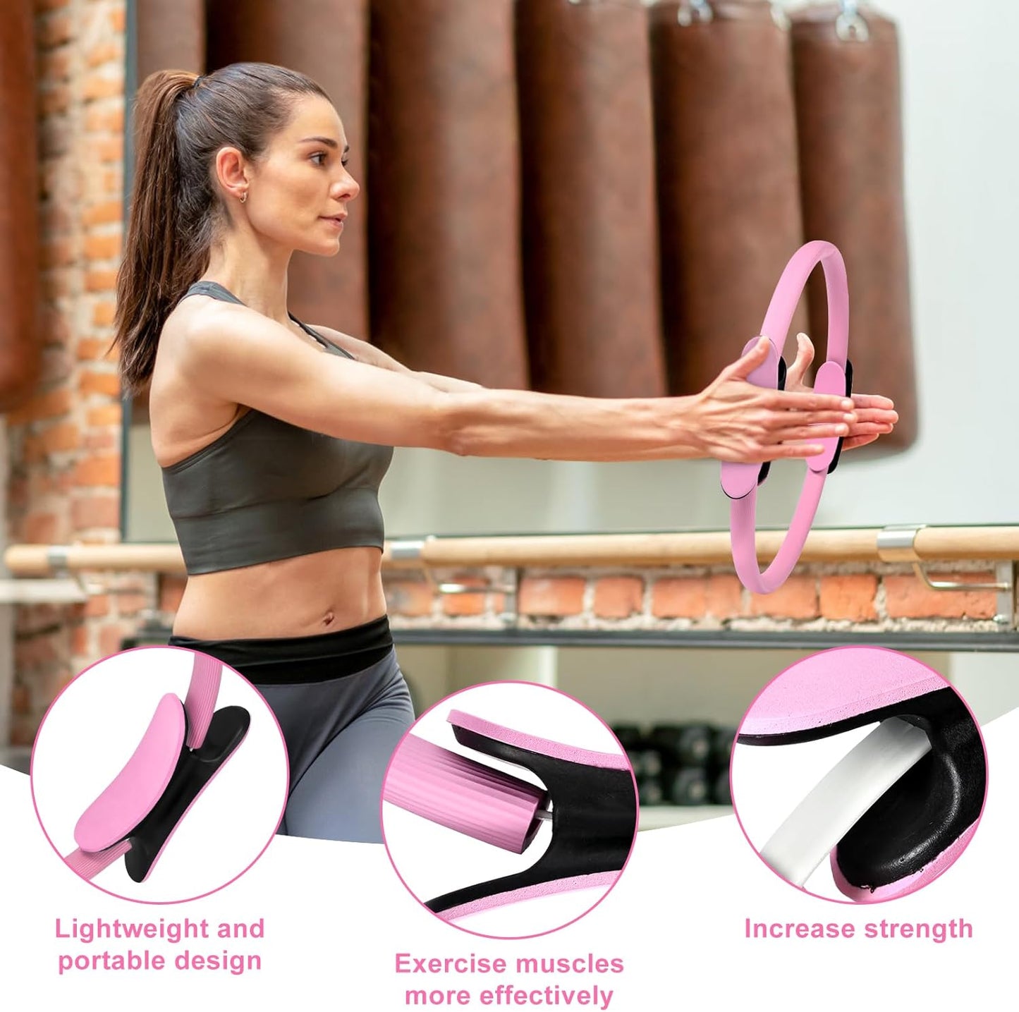 21 Pcs Pilates Ring Circle Set Home Pilates Equipment Kit for Women Pilates Equipment Home Workout Equipment Set Includes 9.8 In Ball Yoga Ring Stretching Strap 8 Resistance Bands Non Slip Socks