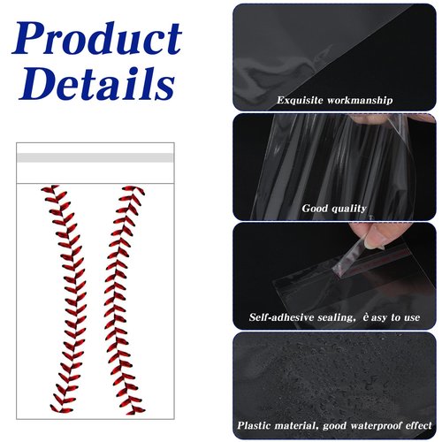 300Pcs Self Sealing BagsGraded Card Sleeves Resealable Team Bags Baseball Sports Holders Plastic Collectible Protection for Tradingcards Photos Bookmarks Jewelry Treats Beads Candy