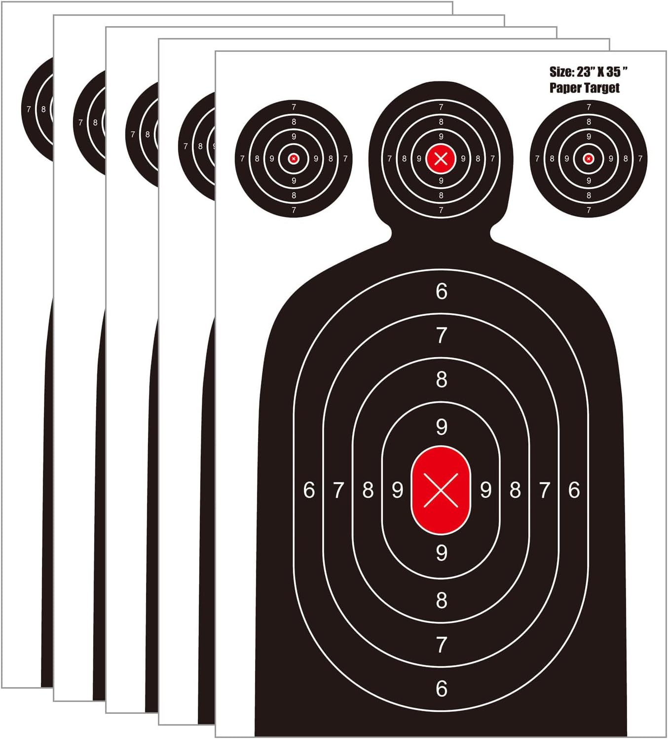 23x35 Inch Silhouette Shooting Targets - Reactive Paper Targets with Instant Hit Visibility for Indoor/Outdoor Pistol, Rifle, BB Guns, Airgun Practice