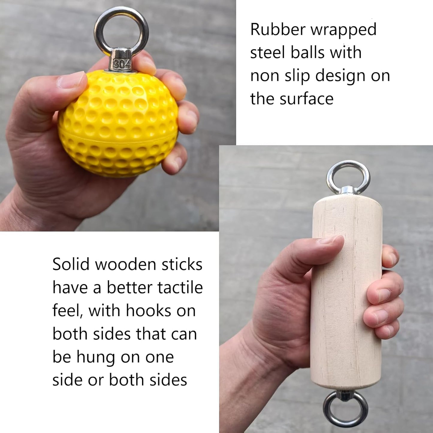 2 Pull Up Grips and 2 Balls,with Doorway Pull Up Bar Sets,Multi-Use NO Need Punch Adjustable Fits 24 to 36 inch Door Frames,Rock Climbing Holds Training,Finger Strengthener,Ninja Warrior