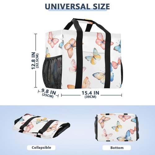ALAZA Flying Butterflies in Watercolor Waterproof Beach Tote Bags for Travel Camping, Exercise